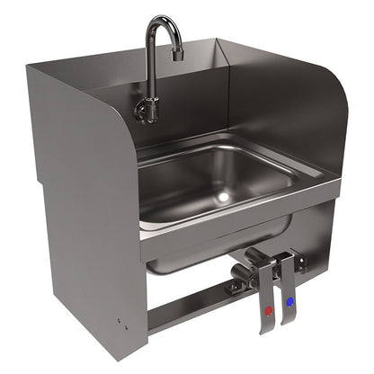 BK Resources Stainless Steel Hand Sink with Side Splashes, 14" l x 10" w x 5" d (BKEHSW14101SBKP)