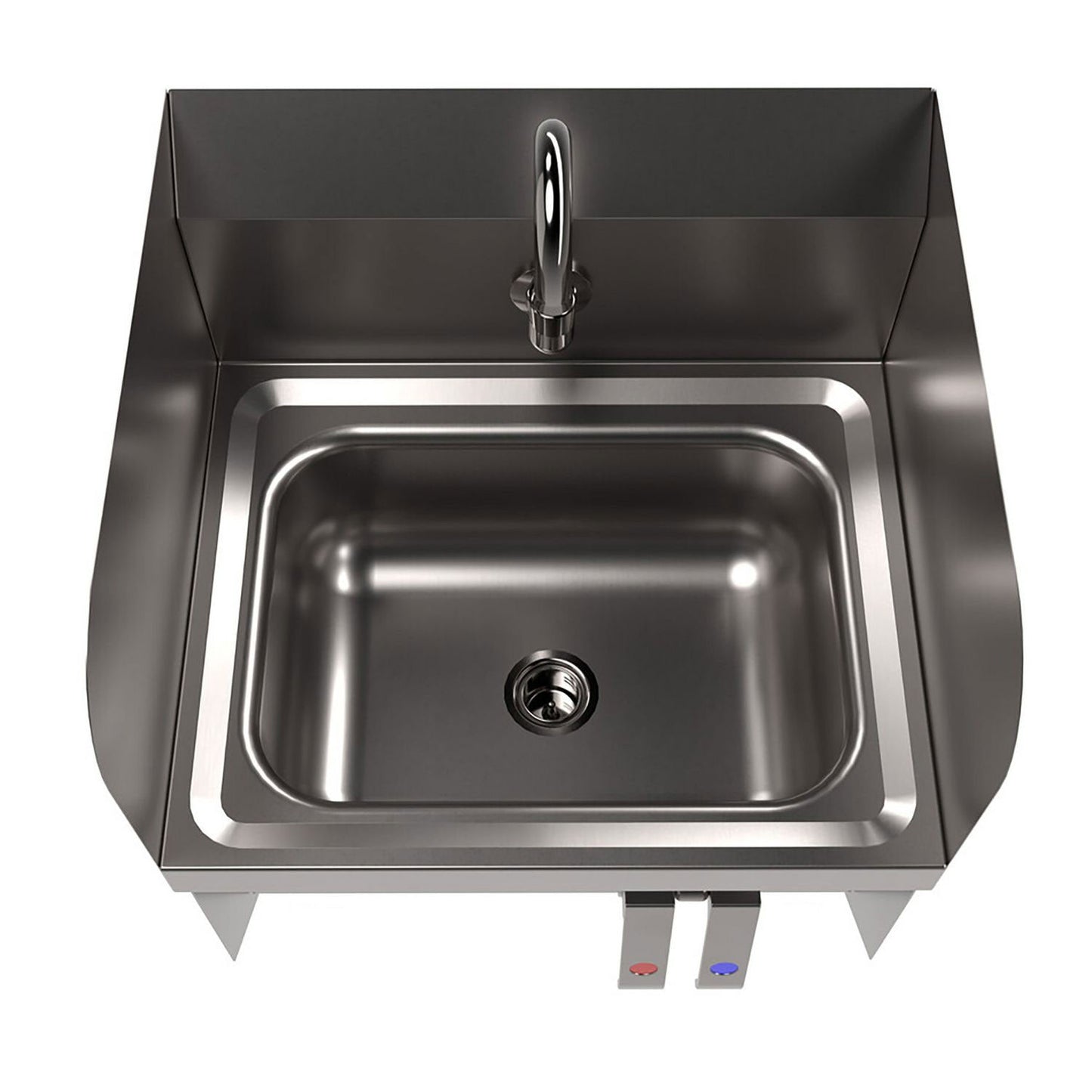 BK Resources Stainless Steel Hand Sink with Side Splashes, 14" l x 10" w x 5" d (BKEHSW14101SBKP)