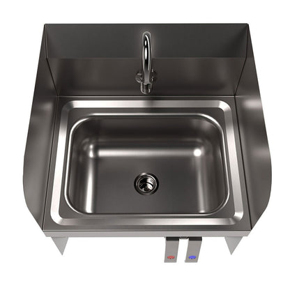 BK Resources Stainless Steel Hand Sink with Side Splashes, 14" l x 10" w x 5" d (BKEHSW14101SBKP)