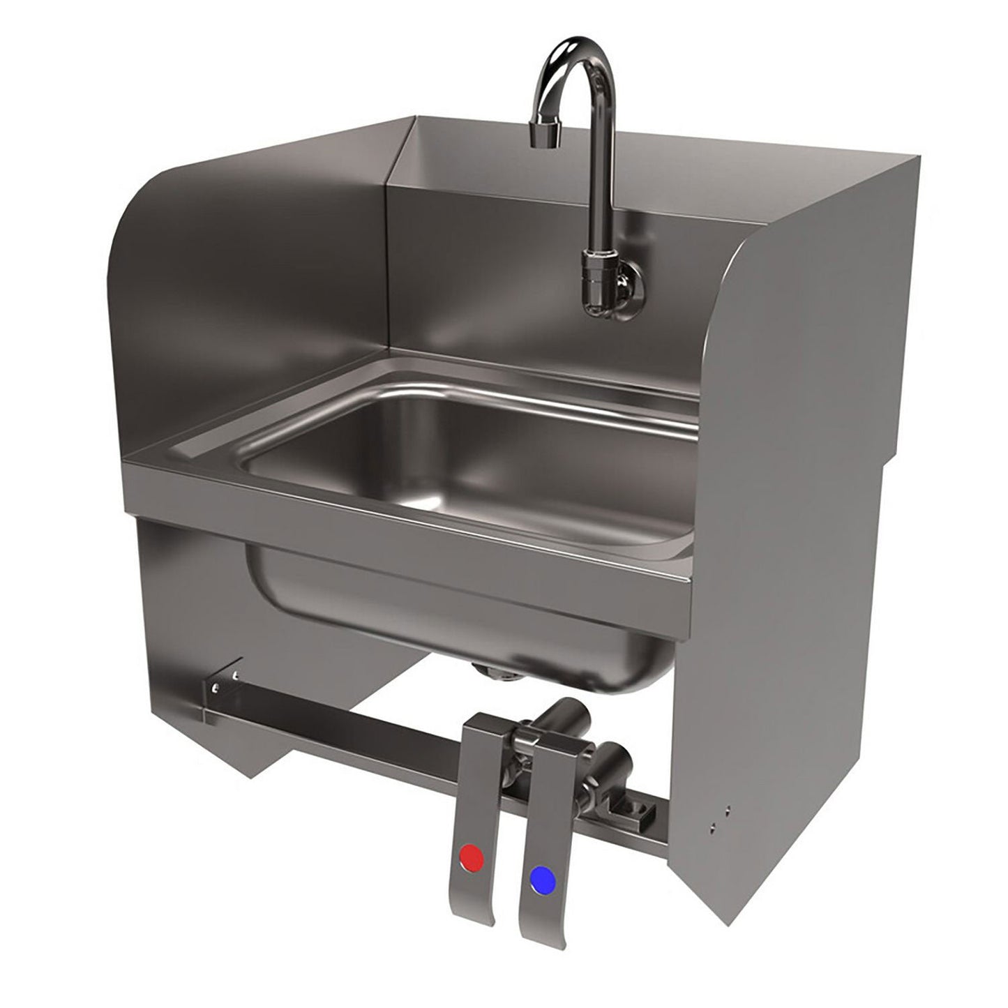 BK Resources Stainless Steel Hand Sink with Side Splashes, 14" l x 10" w x 5" d (BKEHSW14101SBKP)
