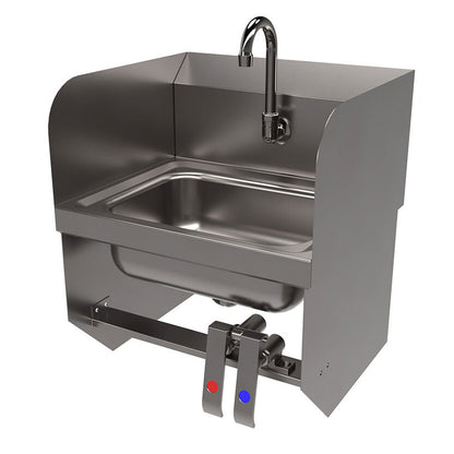 BK Resources Stainless Steel Hand Sink with Side Splashes, 14" l x 10" w x 5" d (BKEHSW14101SBKP)