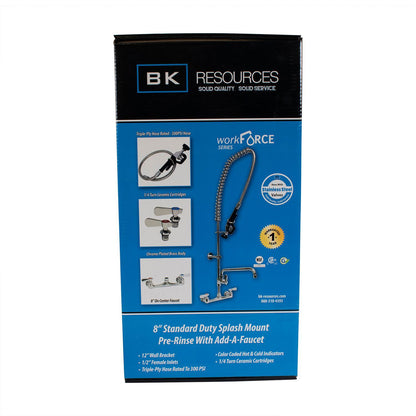 BK Resources WorkForce Prerinse Add-A-Faucet, 4.62" Height/12" Reach, Chrome (BKEVSMPRAF12M)