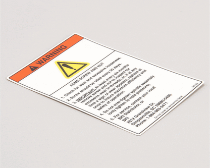 BKI N0153 Decal, Fkm Warning Acme Screw (BKIN0153)