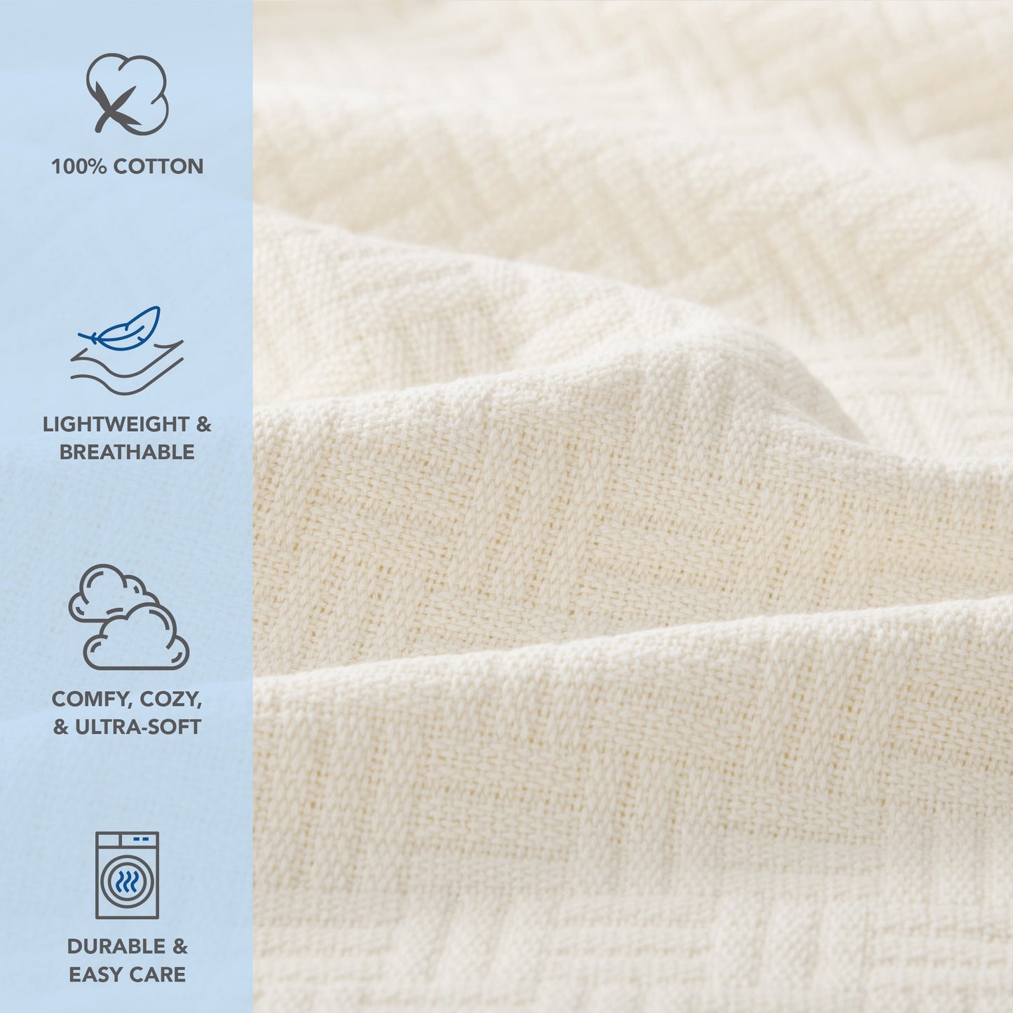 Arkwright Home® Host & Home Cotton Bed Blanket Queen Ivory, 4/Case (BLKT-COT-9090-IV)