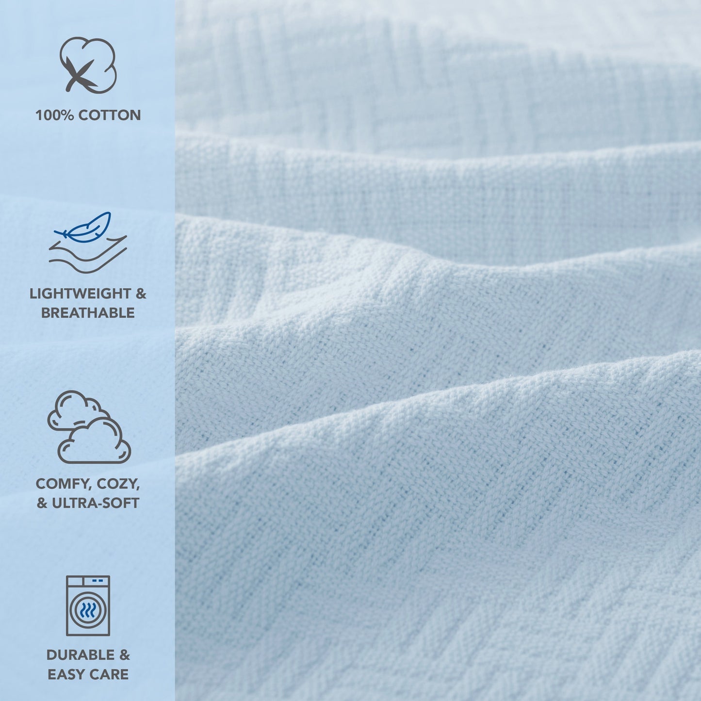 Arkwright Home® Host & Home Cotton Bed Blanket Twin Light Blue, 4/Case (BLKT-COT-6890-LB)