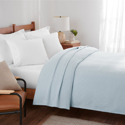 Arkwright Home® Host & Home Cotton Bed Blanket Queen Light Blue, 4/Case (BLKT-COT-9090-LB)