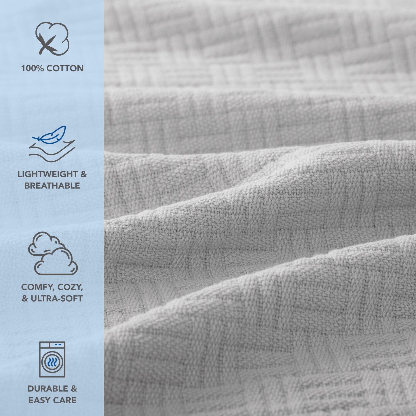 Arkwright Home® Host & Home Cotton Bed Blanket Twin Light Gray, 4/Case (BLKT-COT-6890-LG)
