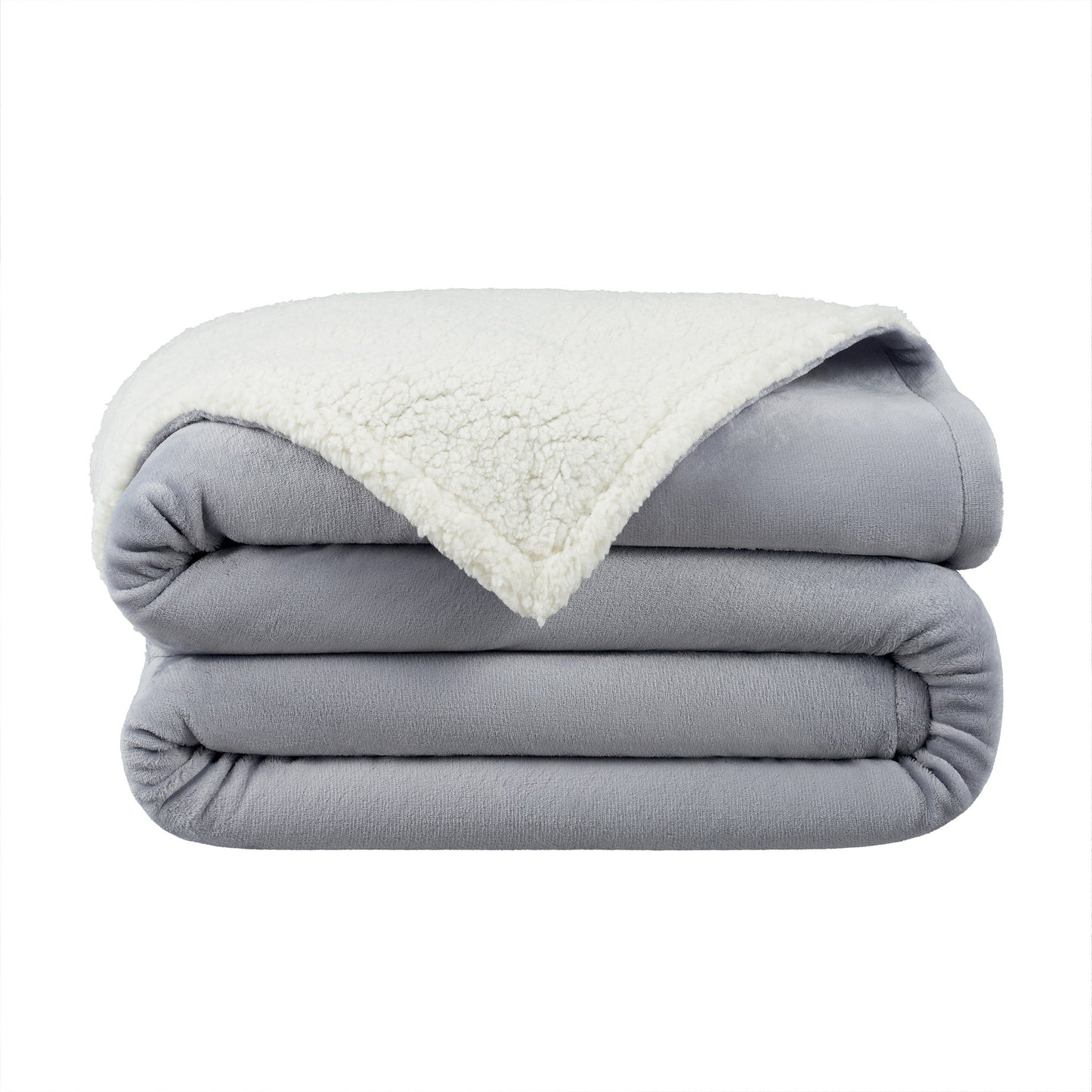 Host & Home Plush to Sherpa Blankets (Full/Queen) Grey (P-BKTPF-9090-GY)