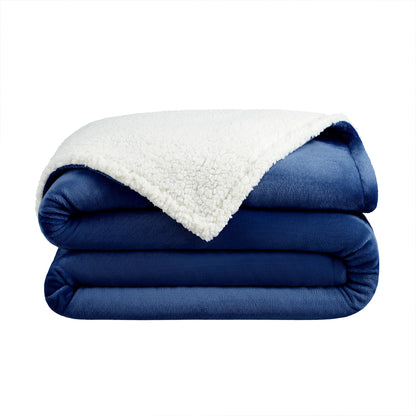 Arkwright Home® Host & Home Plush to Sherpa Bed Blanket Queen Navy, 4/Case (BLKT-PF-9090-NV)