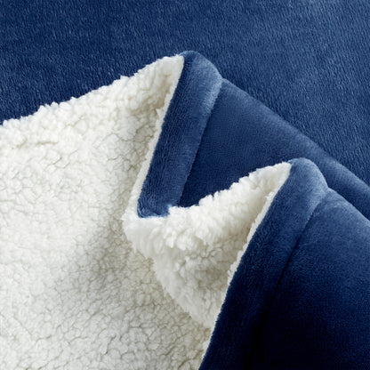 Arkwright Home® Host & Home Plush to Sherpa Bed Blanket Queen Navy, 4/Case (BLKT-PF-9090-NV)