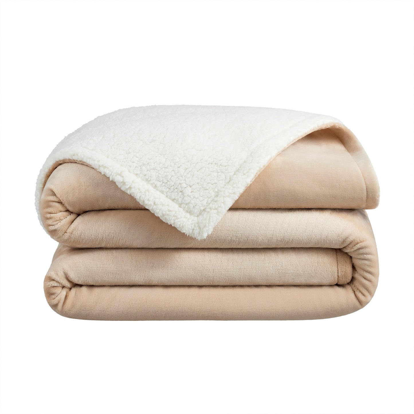 Host & Home Plush to Sherpa Blankets (Full/Queen) Tan (P-BKTPF-9090-TN)