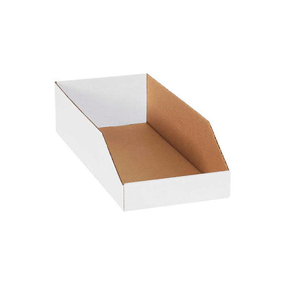 Global Industrial Open Top Corrugated Bin Boxes, 8"Wx18"Lx4-1/2"H, White (WBB684574)