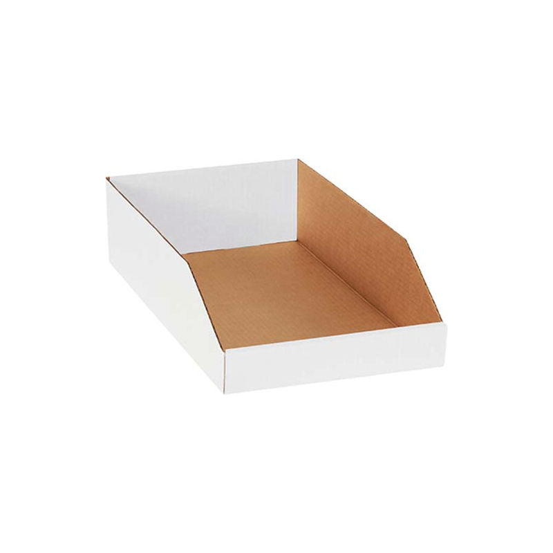 Global Industrial Open Top Corrugated Bin Boxes, 10"Wx18"Lx4-1/2"H, White (WBB684578)
