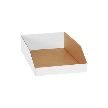 Global Industrial Open Top Corrugated Bin Boxes, 12"Wx18"Lx4-1/2"H, White (WBB684536)