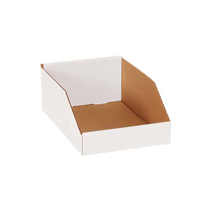 Global Industrial Open Top Corrugated Bin Boxes, 8"Wx12"Lx4-1/2"H, White (WBB684554)