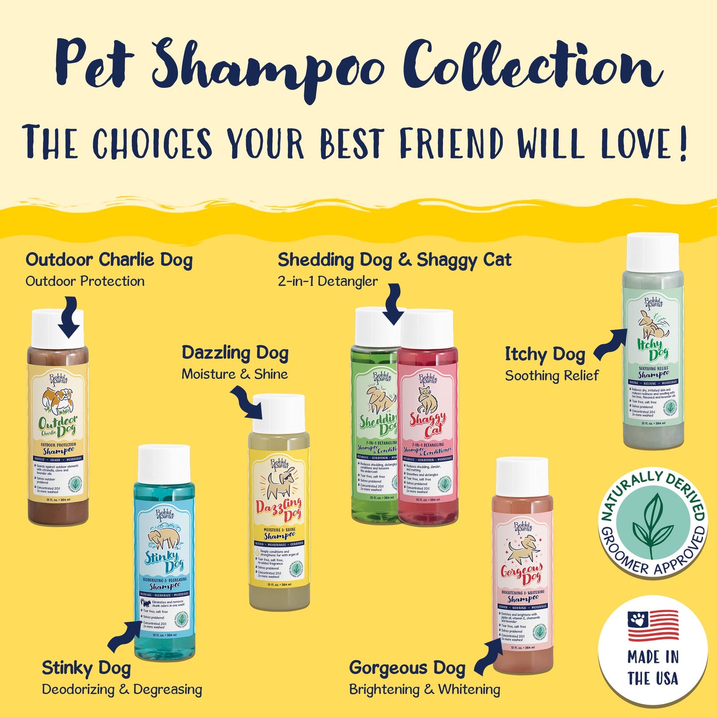 Bobbi Panter® Signature Dazzling Dog Shampoo, Argan Oil, Vitamin A, Geranium and Chamomile, 13 oz Bottle, 12/Case (HOSBP00012-CS)