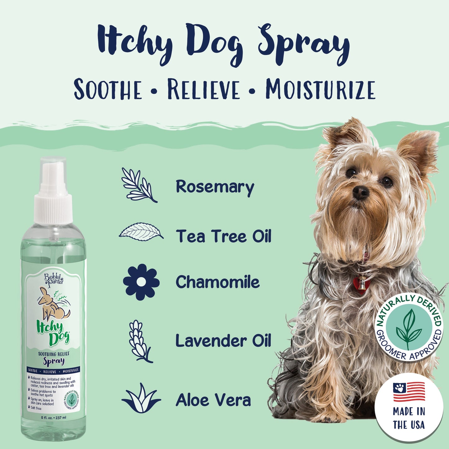 Bobbi Panter® Signature Itchy Dog Spray, Tea Tree/Lavender, 8 oz Bottle (HOSBP00015)