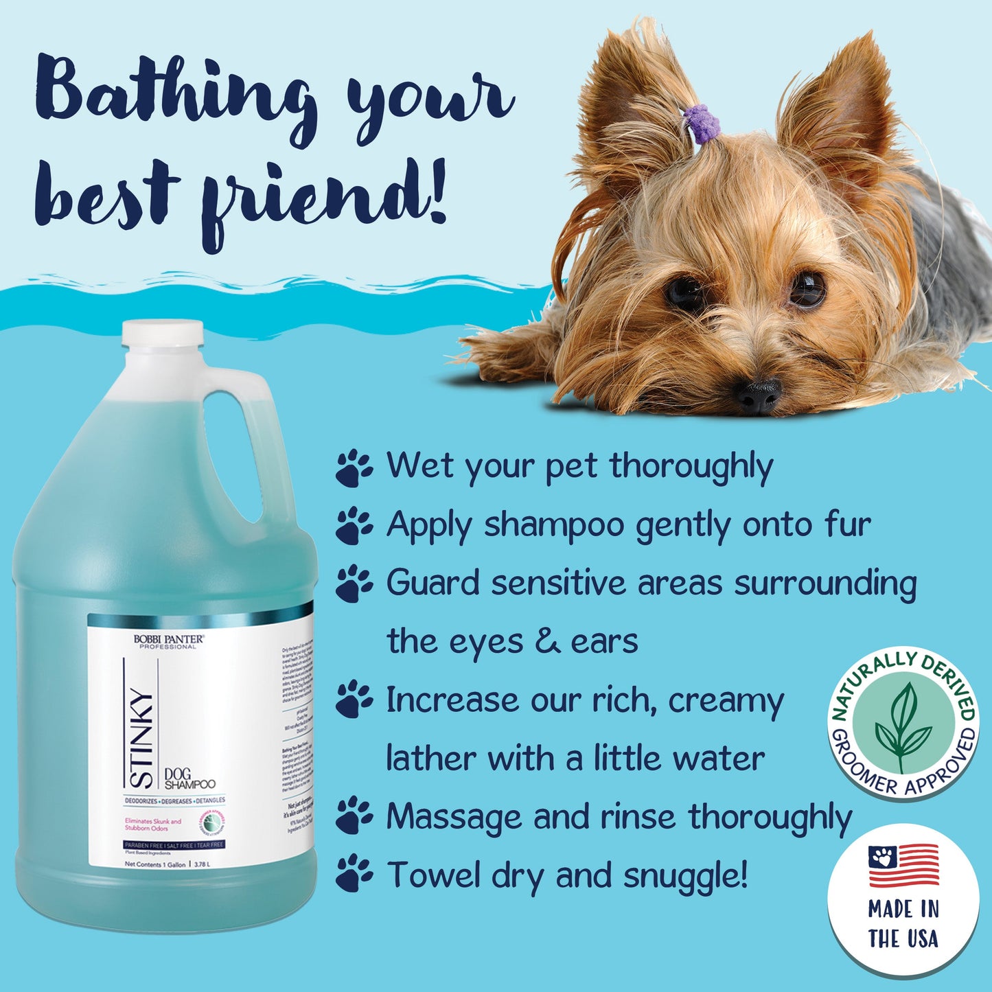 Bobbi Panter® Signature Stinky Dog Shampoo, Lavender/Rosemary, 4/Case (HOSBP00021-CS)