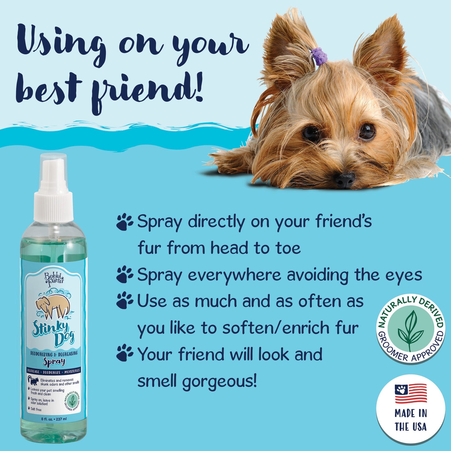 Bobbi Panter® Signature Stinky Dog Deodorizing Spray 8oz, 12/Case (HOSBP00025-CS)