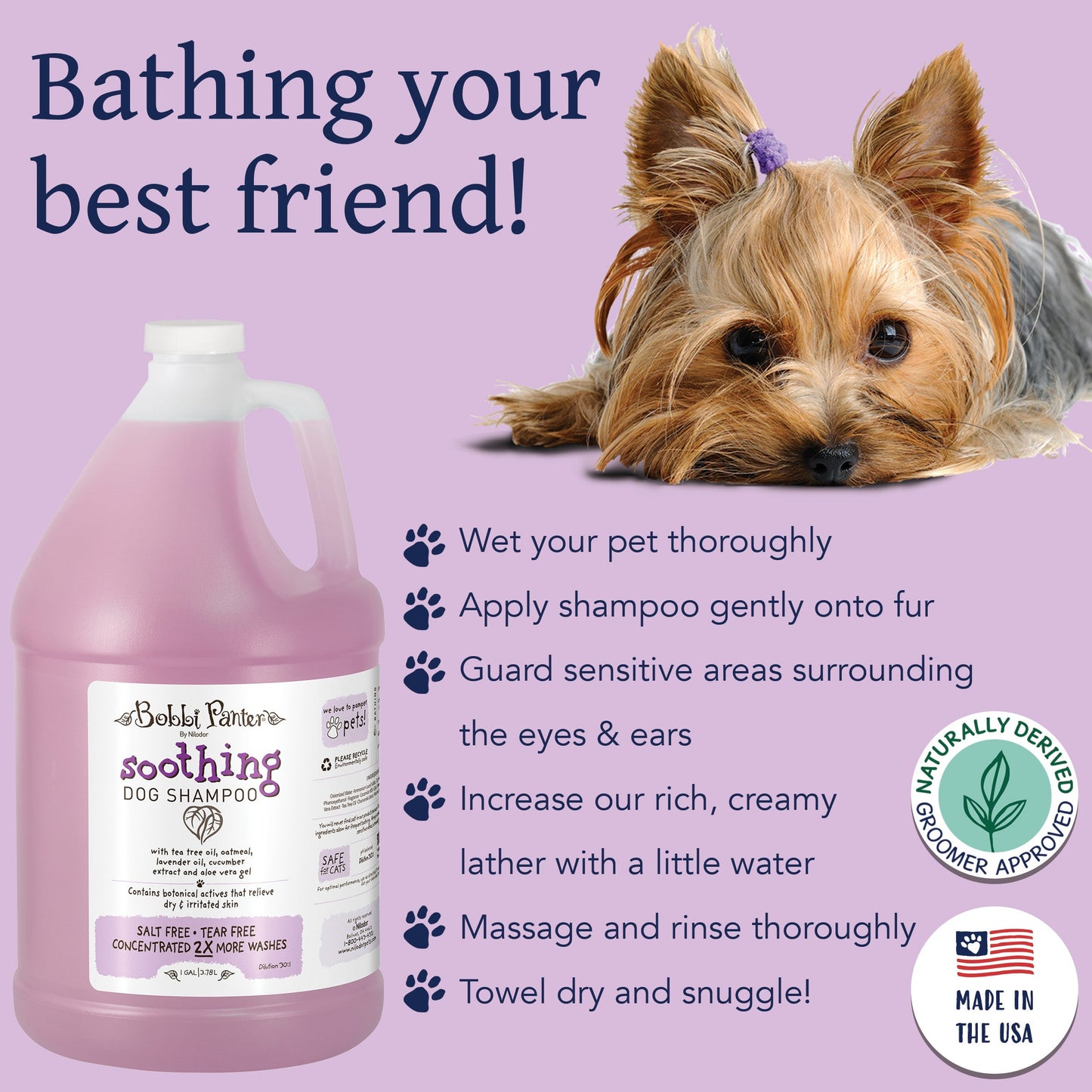 Bobbi Panter® Botanicals Soothing Dog Shampoo, Lavender/Cucumber (Gallon), 4/Case (BP00027-CS)