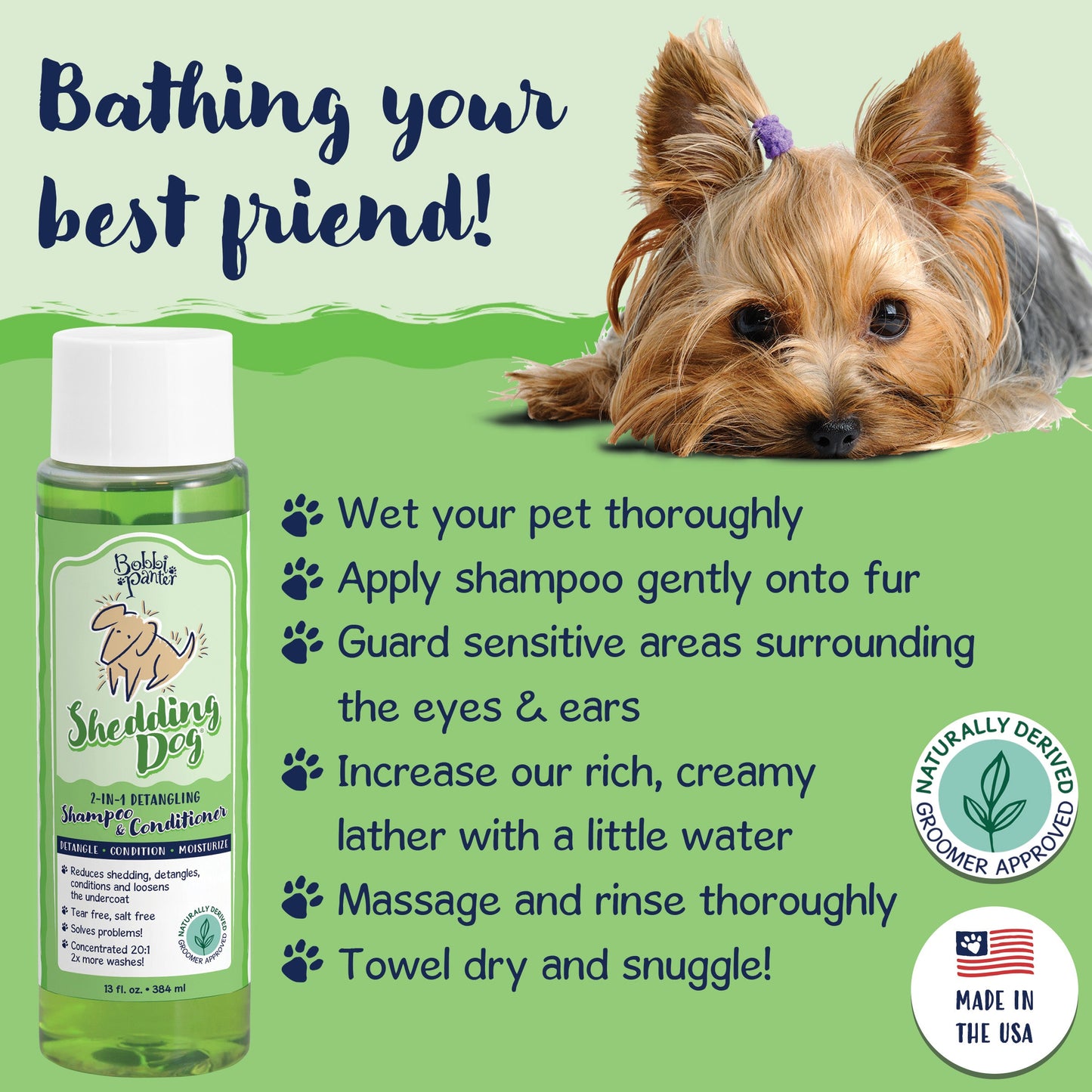 Bobbi Panter® Signature Deshedding Dog Shampoo Conditioner (13 oz), 12/Case (BP00030-CS)