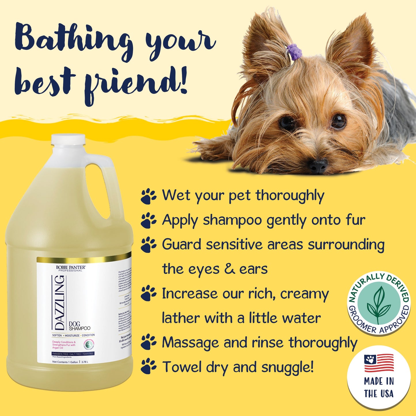 Bobbi Panter® Signature Dazzling Dog Shampoo, Argan Oil, Vitamin A, Geranium and Chamomile, 4/Case (HOSBP00033-CS)