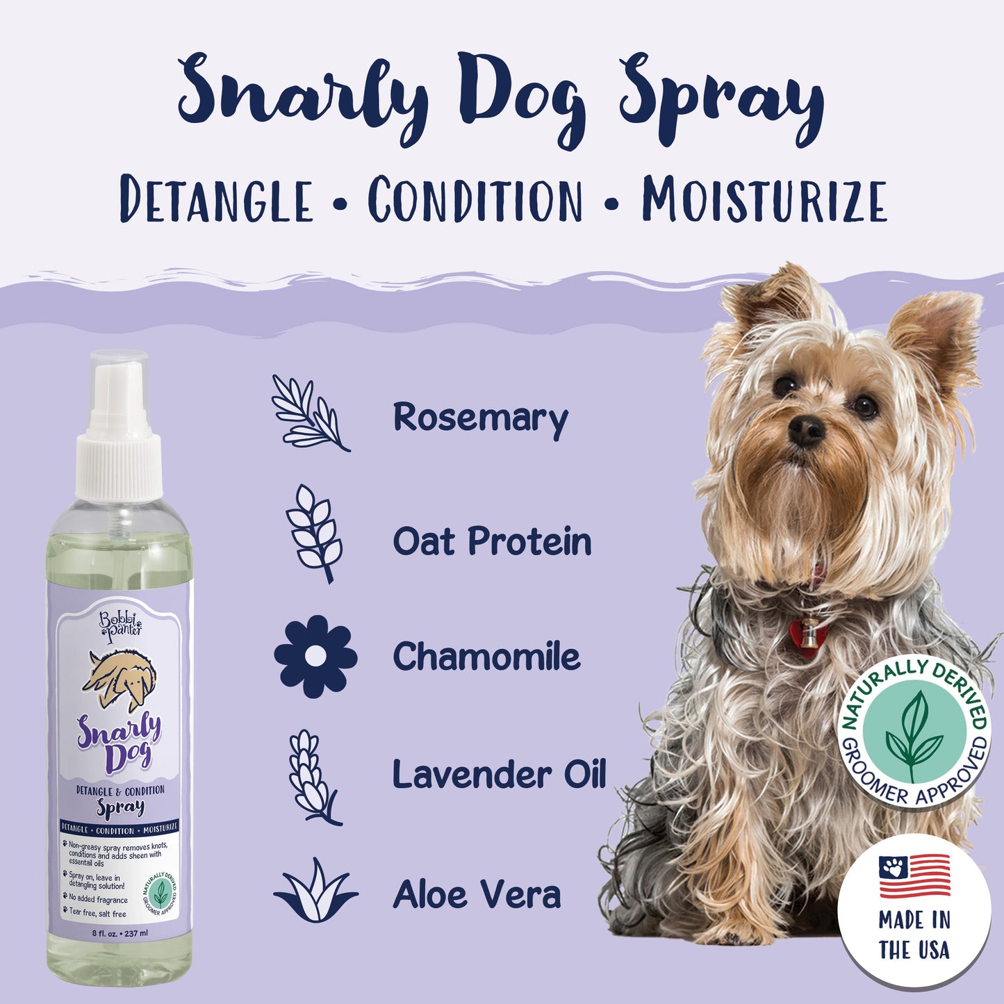 Bobbi Panter® Signature Snarly Dog Detangling Spray (8oz), 12/Case (HOSBP00040-CS)