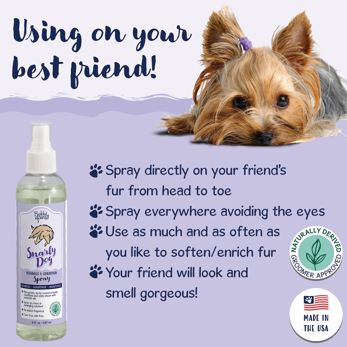 Bobbi Panter® Signature Snarly Dog Detangling Dog Grooming Spray 8oz (HOSBP00040)