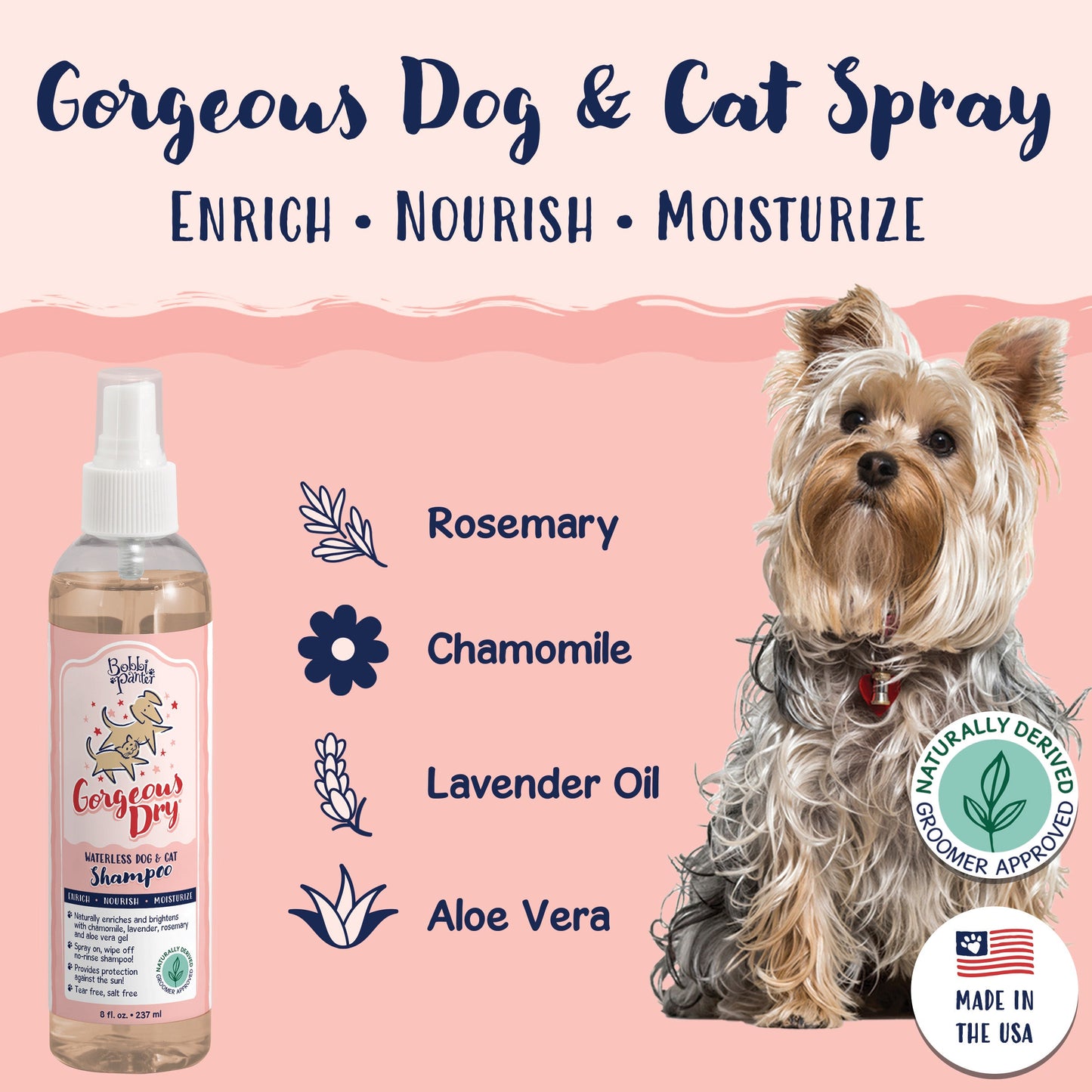 Bobbi Panter® Signature Gorgeous Dry Dog & Cat Spray (8oz), 12/Case (HOSBP00060-CS)
