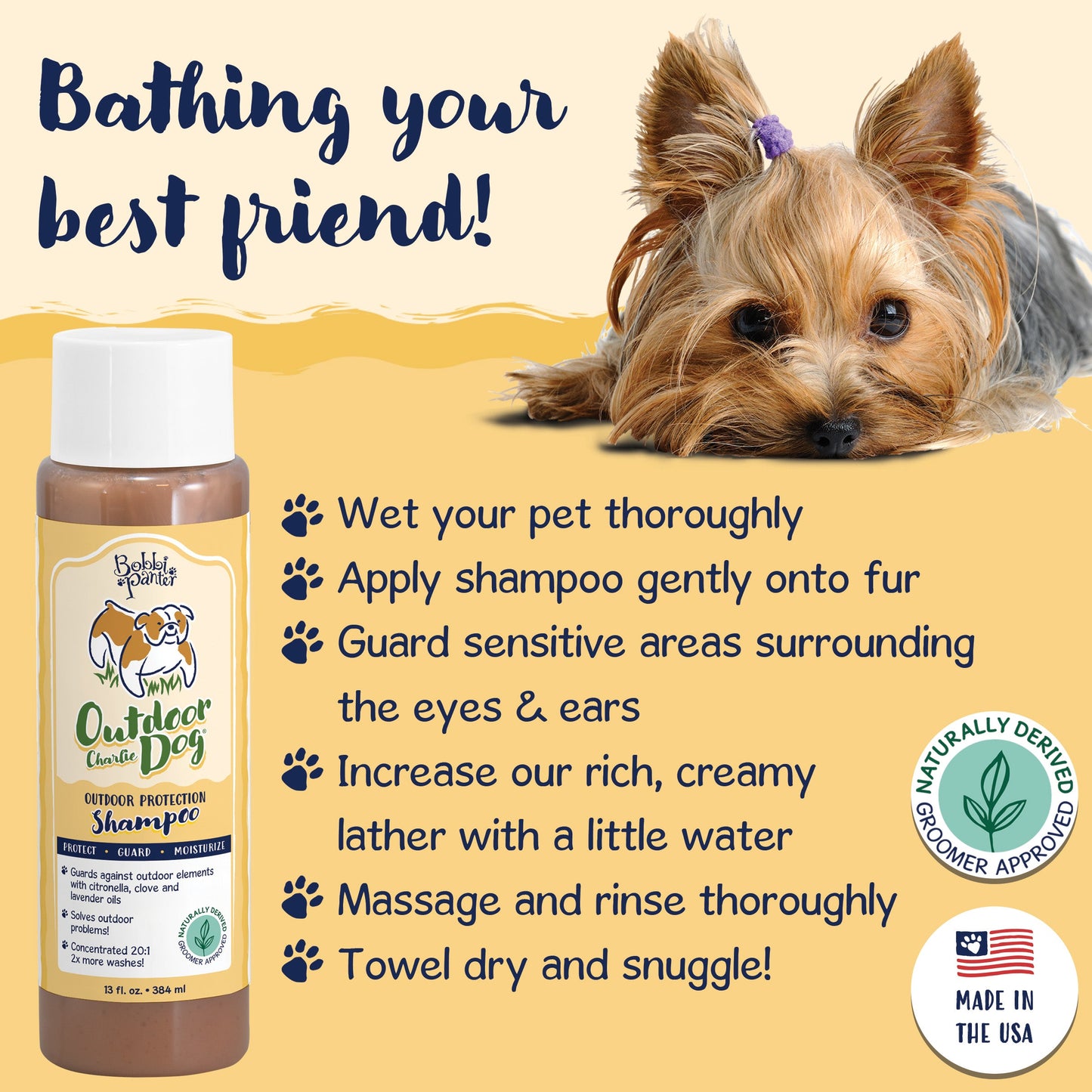Bobbi Panter® Signature Outdoor Dog (Charlie Dog) Shampoo (13 oz), Clove Oil, Lavender Oil, Cedarwood Oil, Citronella, 12/Case (BP00090-CS)