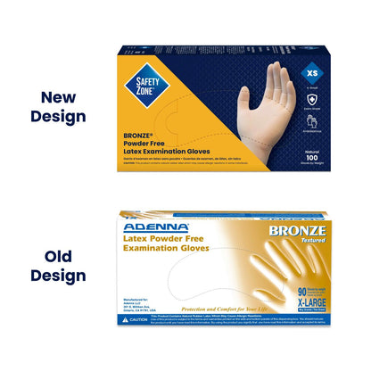 Safety Zone® Bronze Latex Powder Free 5.5 mil Exam Gloves White XS, Case of 1000 (SZNBRZ640)