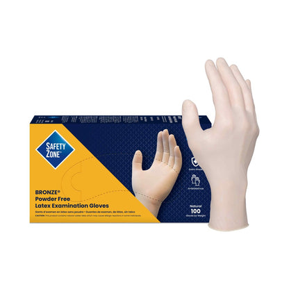 Safety Zone® Bronze Latex Powder Free 5.5 mil Exam Gloves White XS, Case of 1000 (SZNBRZ640)