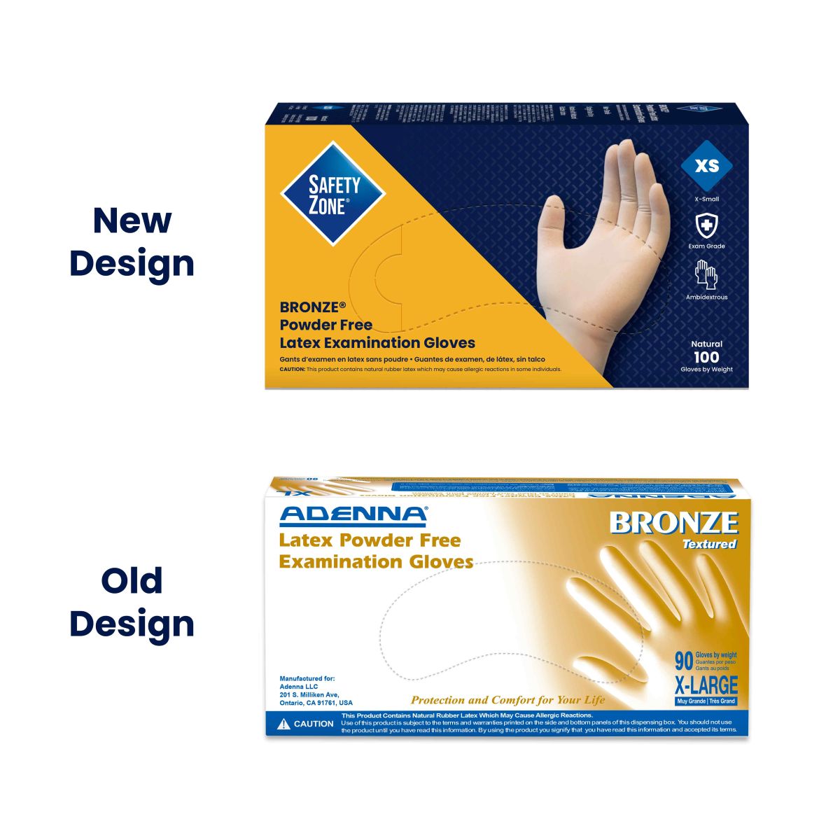 Safety Zone® Bronze Latex Powder Free 5.5 mil Exam Gloves, White, Med, Case of 1000 (SZNBRZ645)