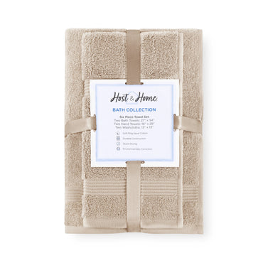 Arkwright Home® Host & Home 6pc Bath Towel Set Beige, Case of 6 Sets (BSET-HH-BGE-CS)
