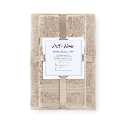 Arkwright Home® Host & Home 6pc Bath Towel Set Beige, Case of 6 Sets (BSET-HH-BGE-CS)