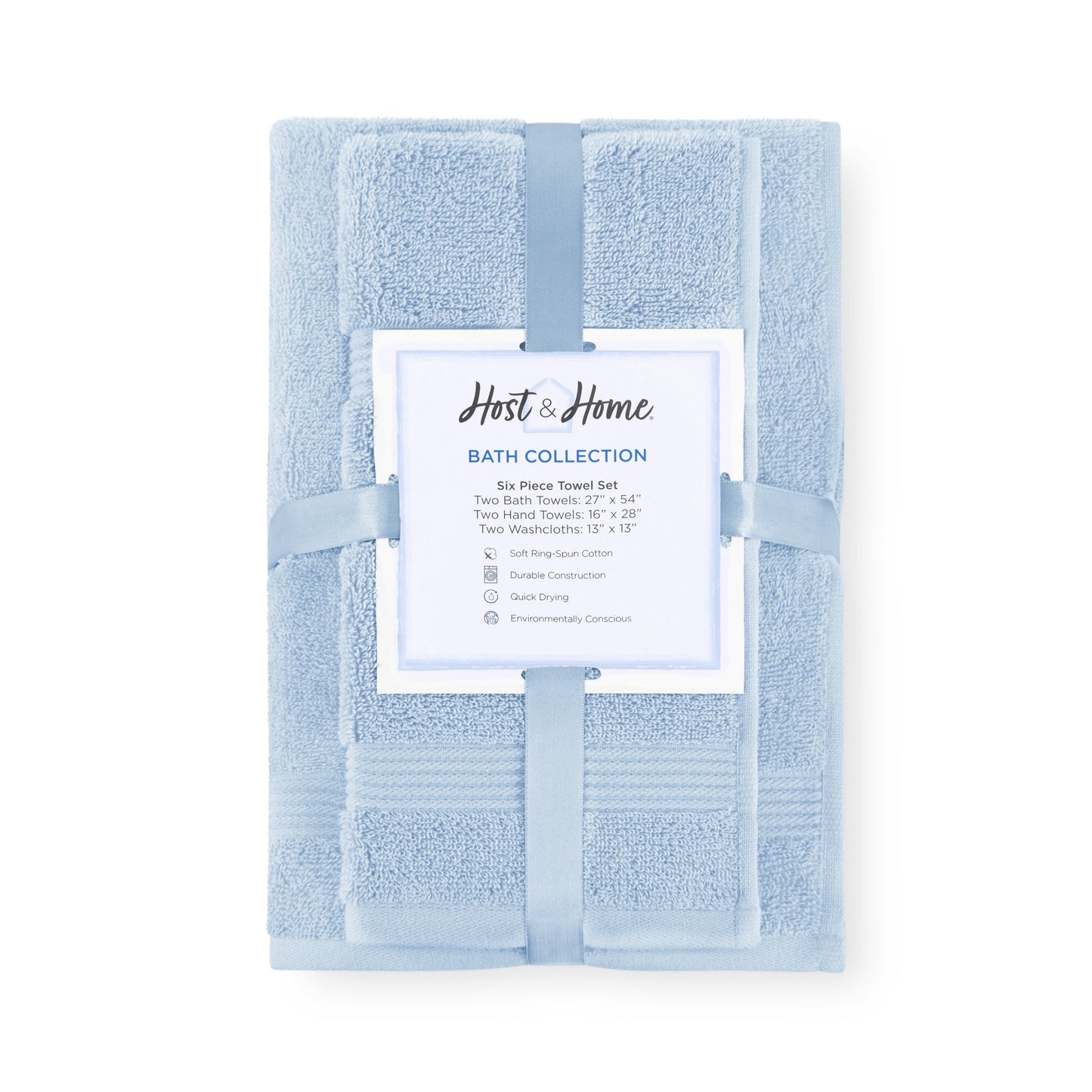 Arkwright Home® Host & Home 6pc Bath Towel Set Light Blue, 6/Case Sets (BSET-HH-BLU-CS)