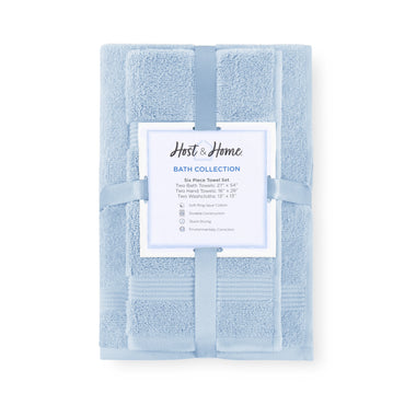 Arkwright Home® Host & Home 6pc Bath Towel Set Light Blue, 6/Case Sets (BSET-HH-BLU-CS)