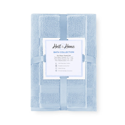 Arkwright Home® Host & Home 6pc Bath Towel Set Light Blue, 6/Case Sets (BSET-HH-BLU-CS)