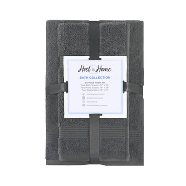 Arkwright Home® Host & Home 6pc Bath Towel Set Dark Grey, 6/Case Sets (BSET-HH-DGY-CS)