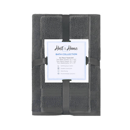 Arkwright Home® Host & Home 6pc Bath Towel Set Dark Grey, 6/Case Sets (BSET-HH-DGY-CS)