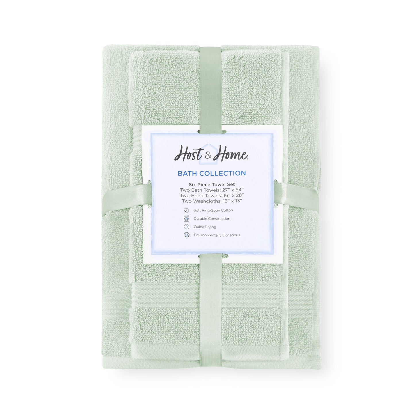 Arkwright Home® Host & Home 6pc Bath Towel Set Green, 6/Case Sets (HHBST-6PK-GR-CS)
