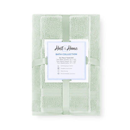 Arkwright Home® Host & Home 6pc Bath Towel Set Green, 6/Case Sets (HHBST-6PK-GR-CS)