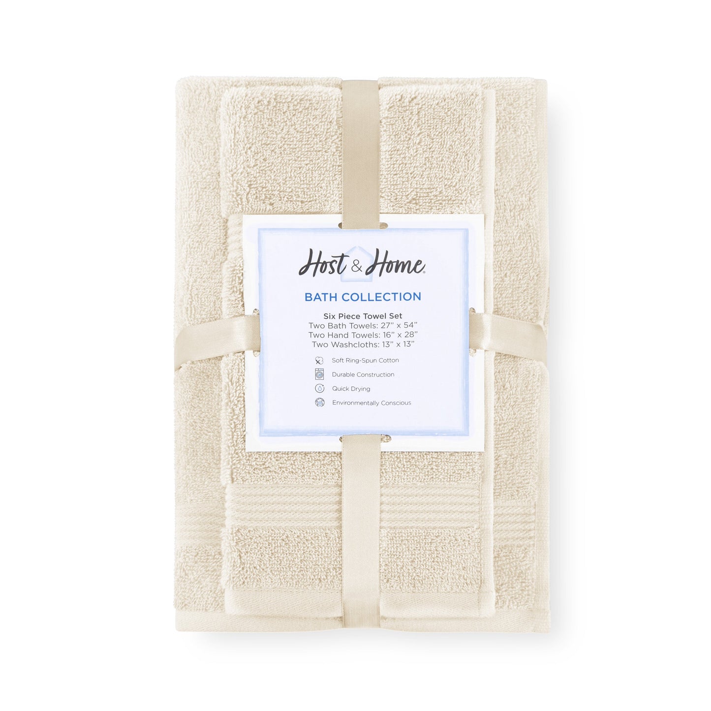 Arkwright Home® Host & Home 6pc Bath Towel Set Ivory, 6/Case Sets (HHBST-6PK-IV-CS)