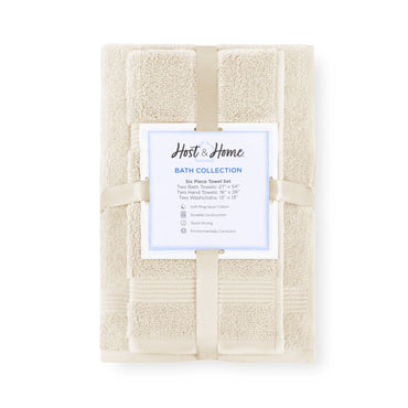 Arkwright Home® Host & Home 6pc Bath Towel Set Ivory, 6/Case Sets (HHBST-6PK-IV-CS)