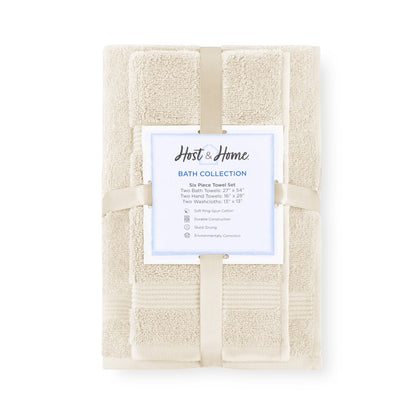 Arkwright Home® Host & Home 6pc Bath Towel Set Ivory, 6/Case Sets (HHBST-6PK-IV-CS)
