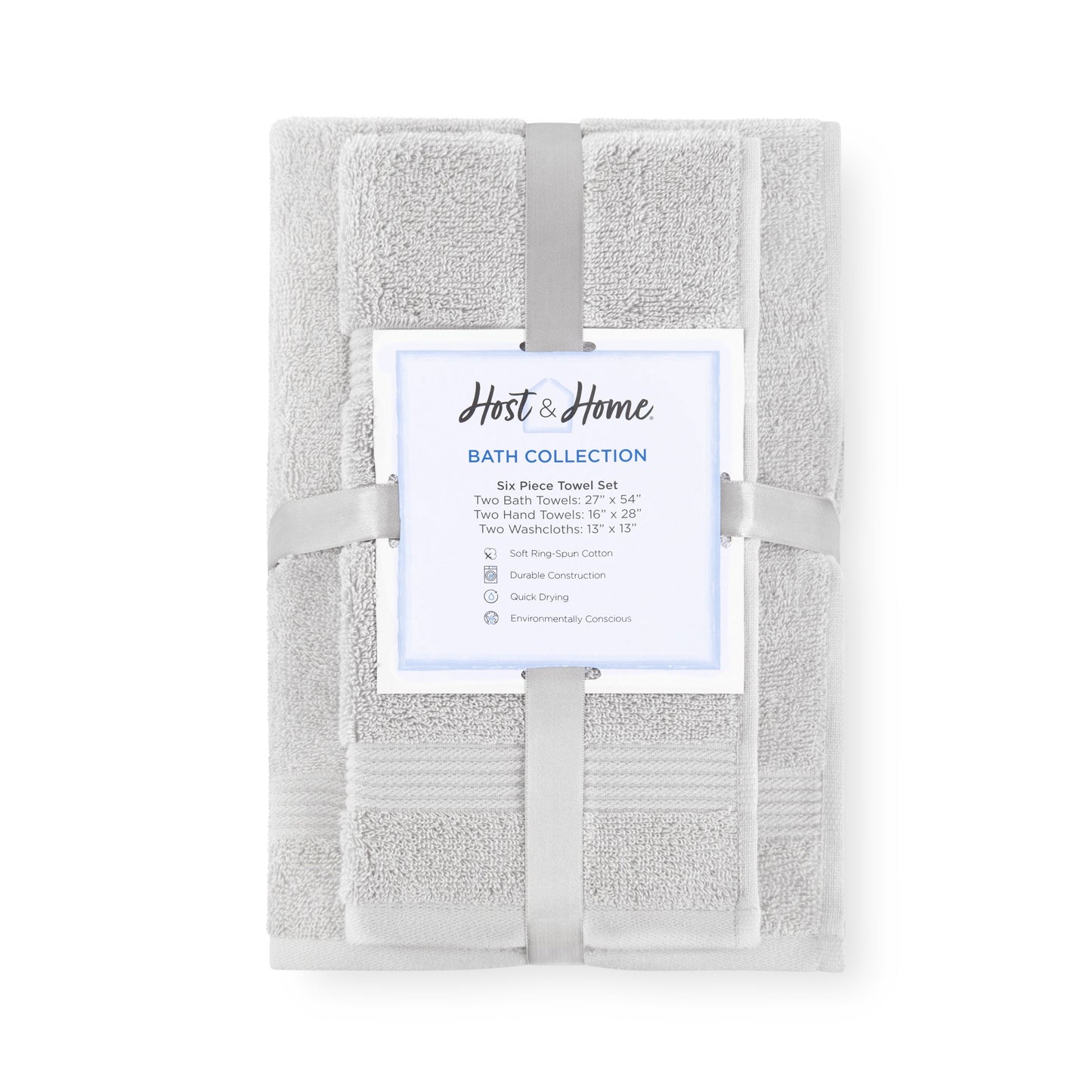 Arkwright Home® Host & Home 6pc Bath Towel Set Light Grey, 6/Case Sets (BSET-HH-LGY-CS)