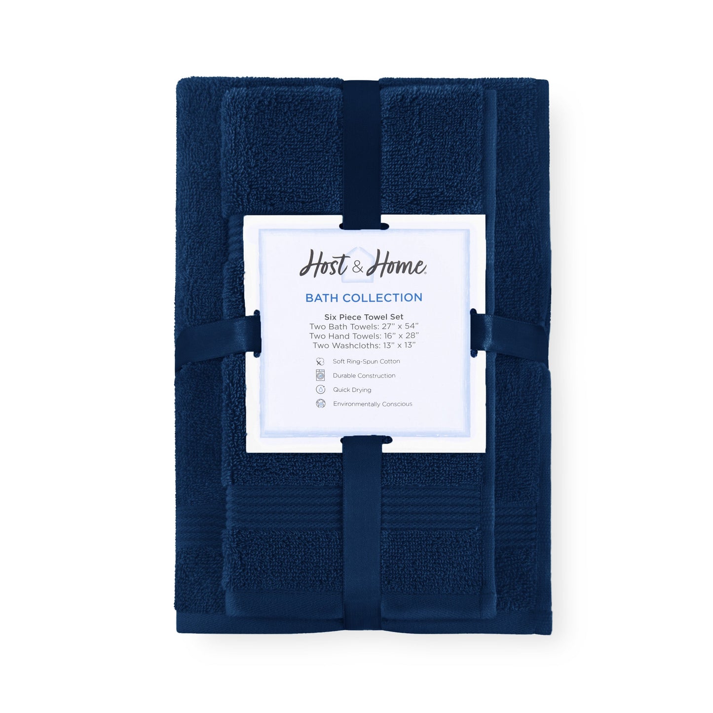 Arkwright Home® Host & Home 6pc Bath Towel Set Navy, 6/Case Sets (BSET-HH-NVY-CS)