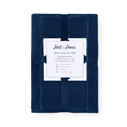 Arkwright Home® Host & Home 6pc Bath Towel Set Navy, 6/Case Sets (BSET-HH-NVY-CS)