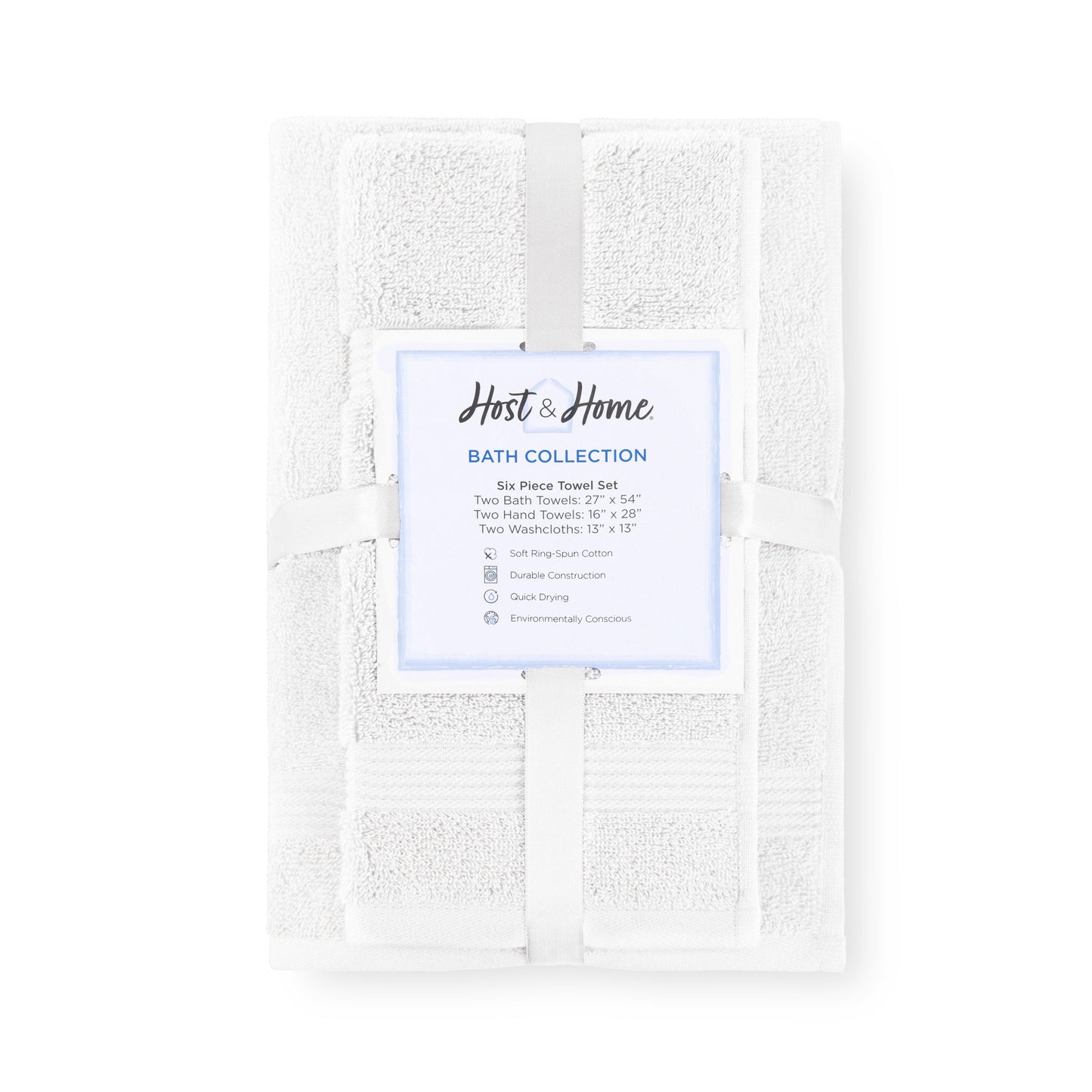 Arkwright Home® Host & Home 6pc Bath Towel Set White, 6/Case Sets (BSET-HH-WHT-CS)