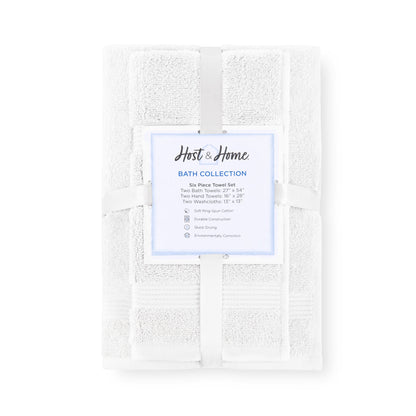 Arkwright Home® Host & Home 6pc Bath Towel Set White, 6/Case Sets (BSET-HH-WHT-CS)